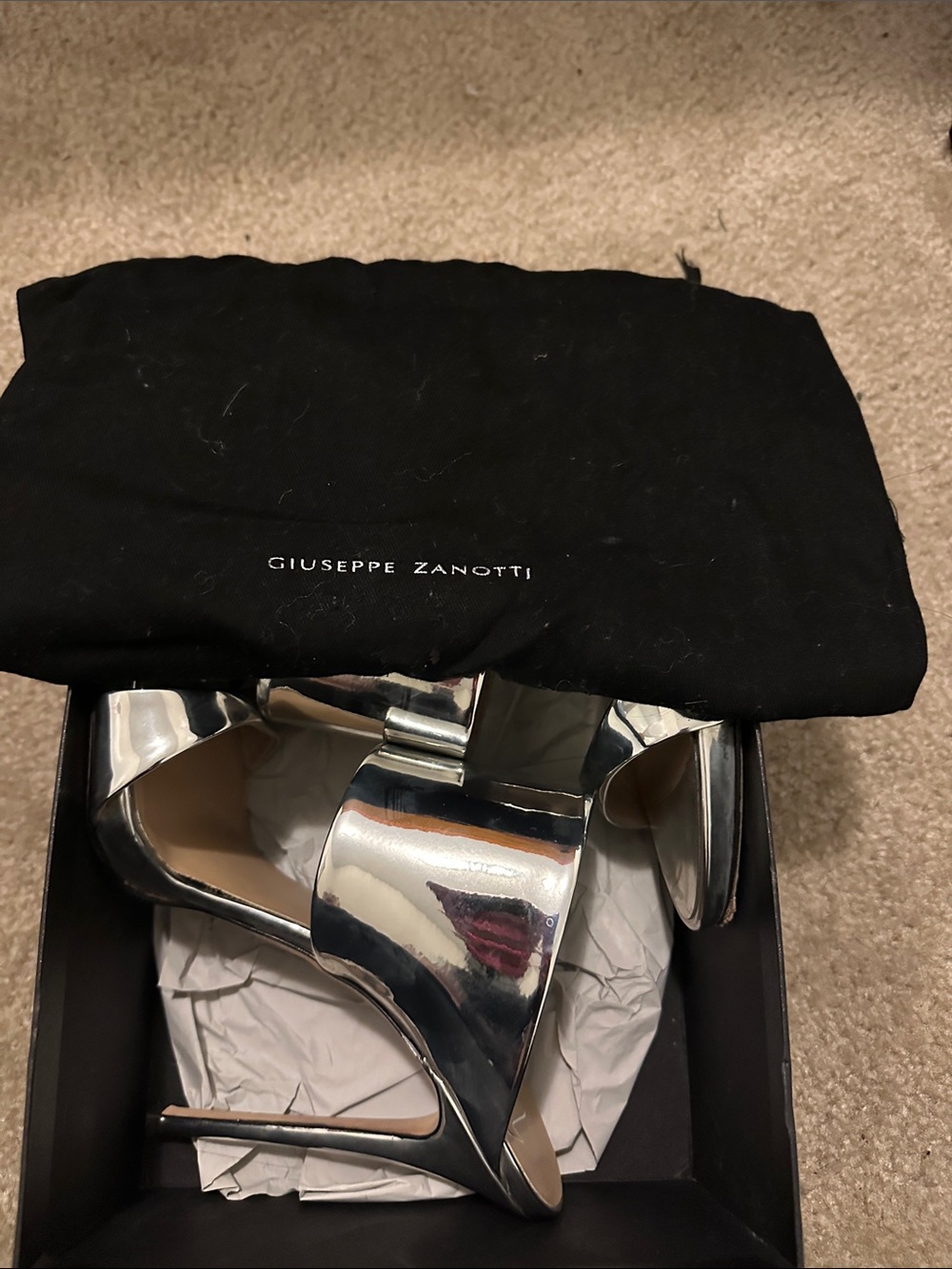 Giuseppe Zanotti Metallic Silver High-Wrap Slide Sandals - Picture 4 of 6
